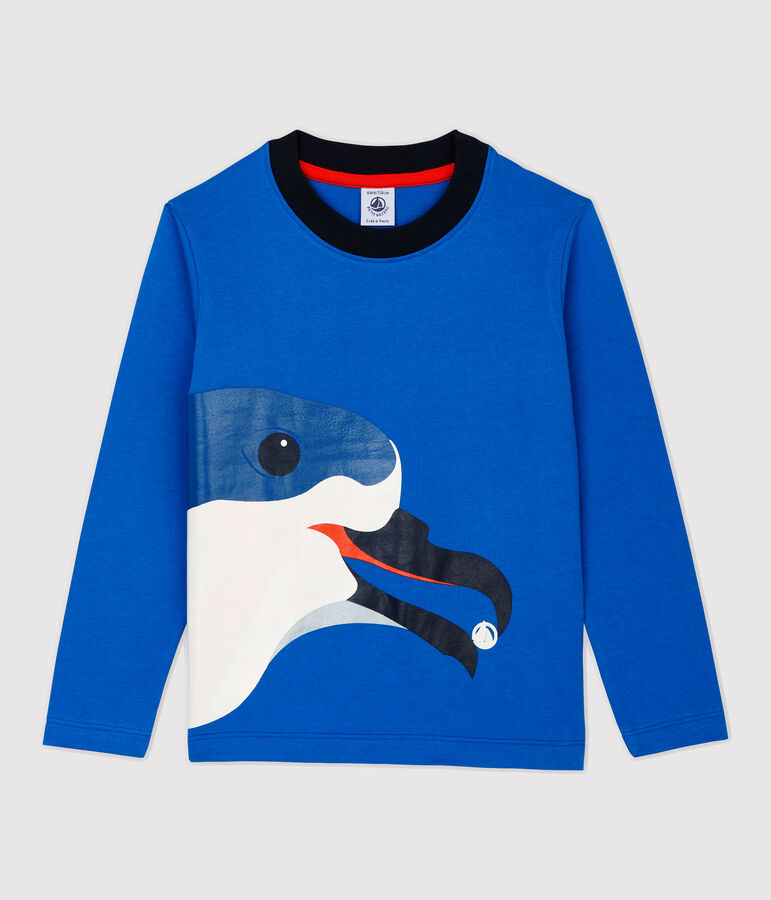 Tee-shirt manches longues en coton enfant gar&ccedil;on bleu