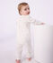 Pyjama bébé en coton ajouré sans pieds avec col imprimé fleuri blanc MARSHMALLOW/blanc MULTICO