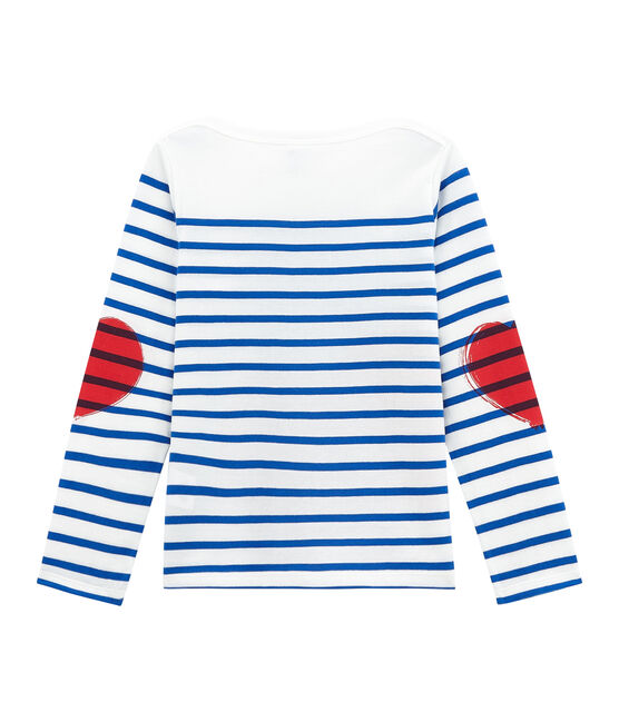 Marinière créative enfant fille blanc MARSHMALLOW/bleu PERSE