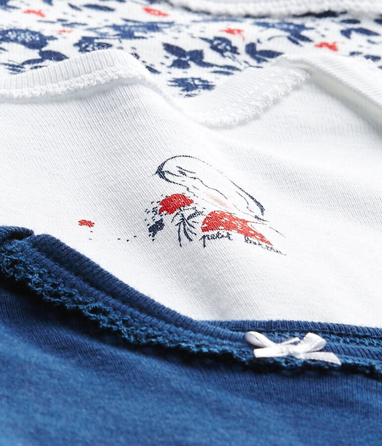 Lot de 3 bodies b&eacute;b&eacute; fille manches courtes blanc LOT