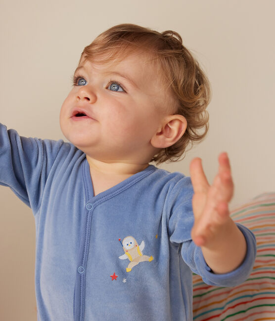 Pyjama en velours bébé bleu BEACH