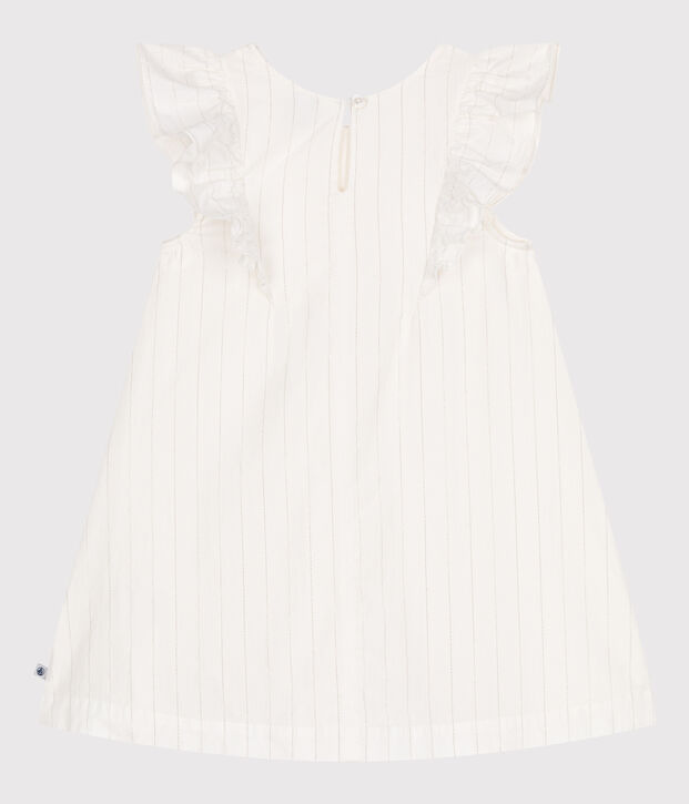 Robe enfant en coton manches courtes blanc/gris