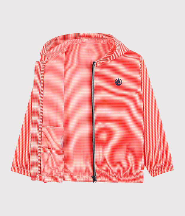 Coupe vent en polyester recycl&eacute; enfant fille - gar&ccedil;on rose/blanc
