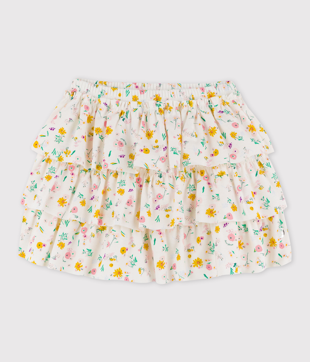 Jupe en coton enfant fille blanc/multicouleur