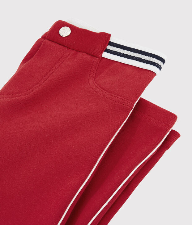 Jegging en coton &eacute;lasthanne enfant fille rouge