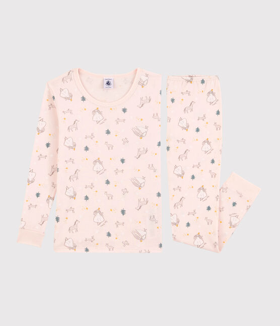 Pyjama snugfit imprimé princesses petite fille en coton rose FLEUR/blanc MULTICO