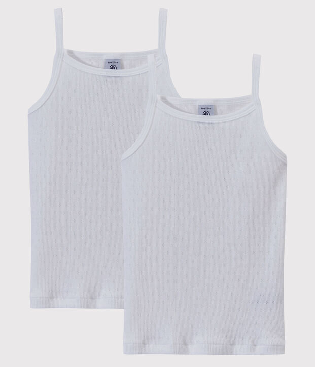 Lot de 2 chemises &agrave; bretelles ajour&eacute;es petite fille multicouleur