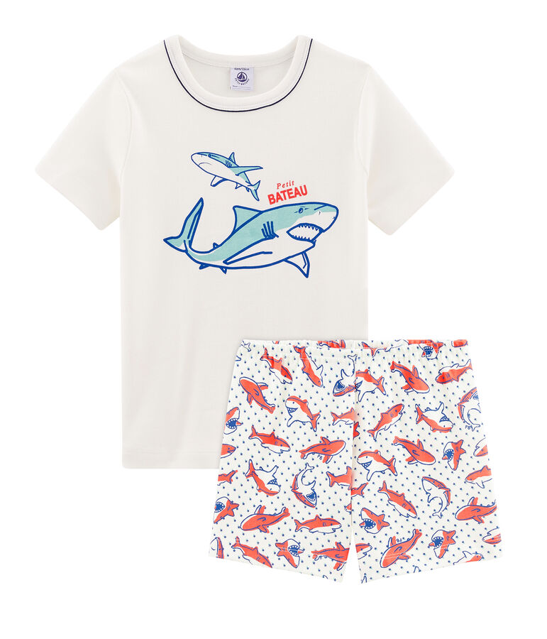 Pyjacourt petit gar&ccedil;on en c&ocirc;te blanc MARSHMALLOW/blanc MULTICO