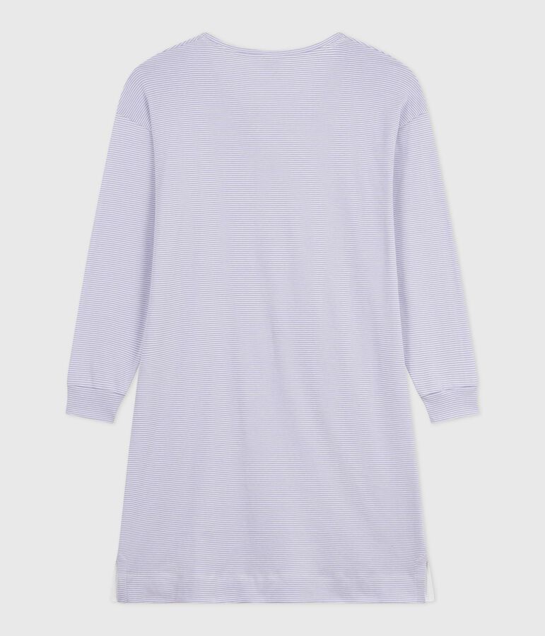 Chemise de nuit femme en coton &agrave; rayures blanc SQUAW/ MARSHMALLOW