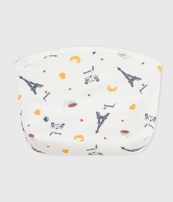 Pochette bébé en coton imprimé baleines MARSHMALLOW/ ADRIATIC