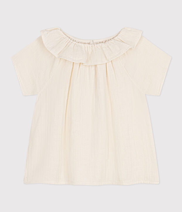 Blouse en gaze de coton enfant fille blanc