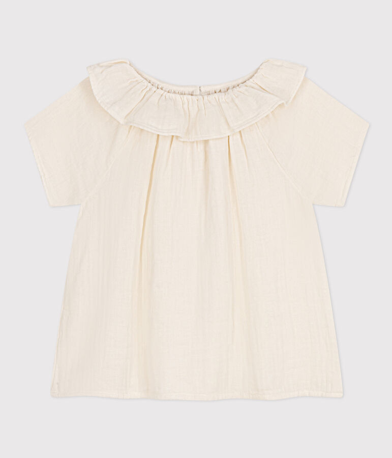 Blouse en gaze de coton enfant fille blanc MARSHMALLOW