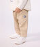 Pantalon b&eacute;b&eacute; en coton uni avec badge, style cargo beige