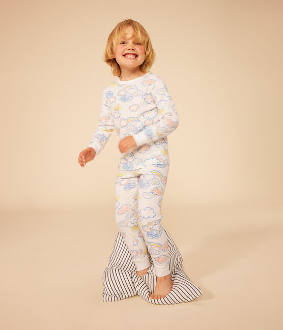 Pyjama imprimé motif nuage et arc-en-ciel en coton enfant blanc MARSHMALLOW/blanc MULTICO