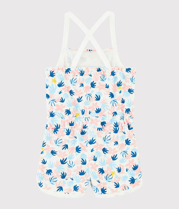 Combishort en bouclette &eacute;ponge enfant fille blanc/multicouleur