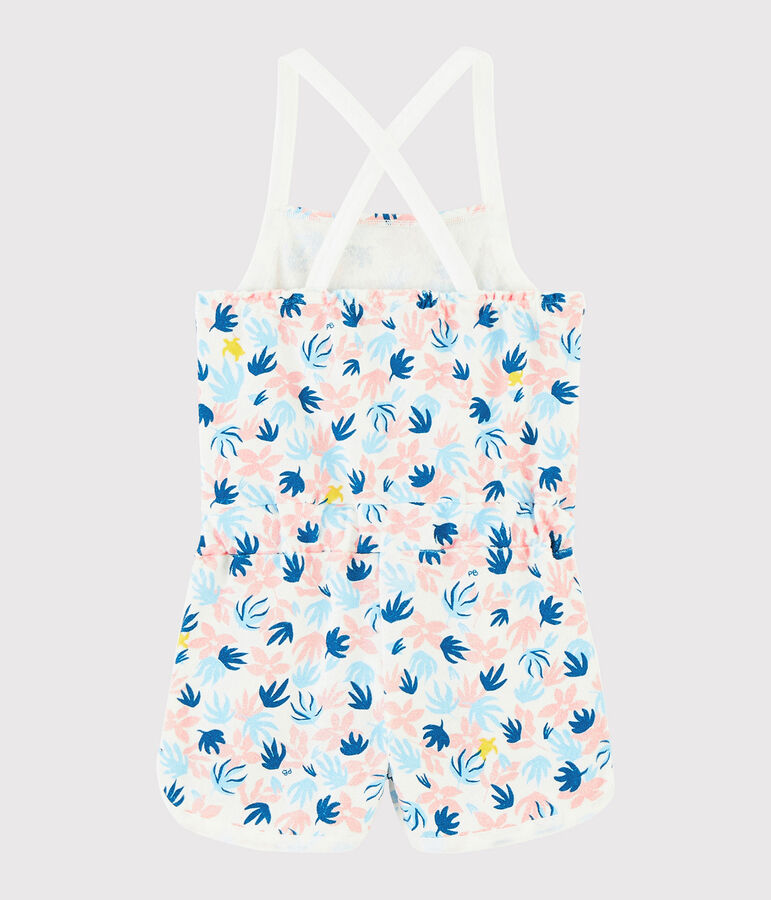 Combishort en bouclette &eacute;ponge enfant fille blanc MARSHMALLOW/blanc MULTICO