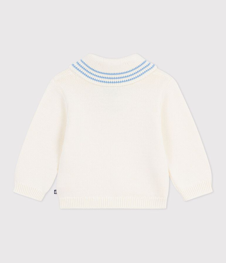 Pull b&eacute;b&eacute; en coton &agrave; col ch&acirc;le ray&eacute; &eacute;cru MILK