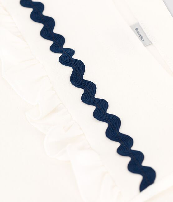 Tee-shirt manches longues en coton enfant fille blanc MARSHMALLOW
