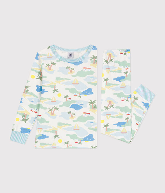 Pyjama enfant en coton imprimé blanc MARSHMALLOW/blanc MULTICO