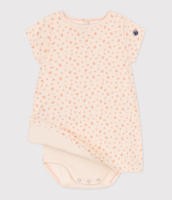 Robe bébé en coton à manches courtes et body intégré orange AVALANCHE/ ABRICOT