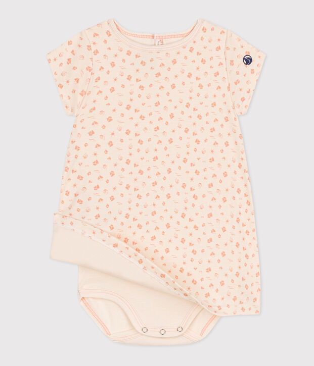 Robe b&eacute;b&eacute; en coton &agrave; manches courtes et body int&eacute;gr&eacute; orange/orange