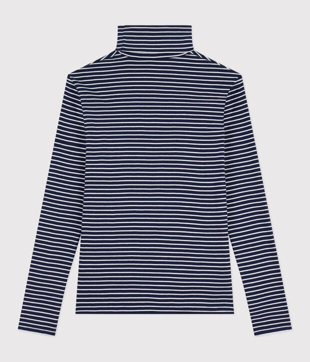 Sous-pull femme l'iconique en coton bleu/blanc