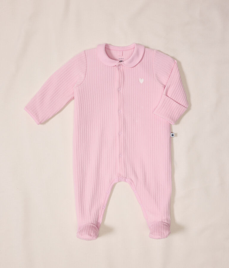 Pyjama b&eacute;b&eacute; en velours &agrave; col uni rose MARQUISE