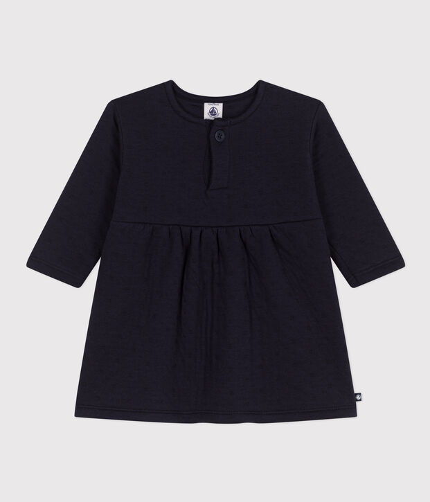 Robe manches longues en tubique matelass&eacute; b&eacute;b&eacute; bleu marine