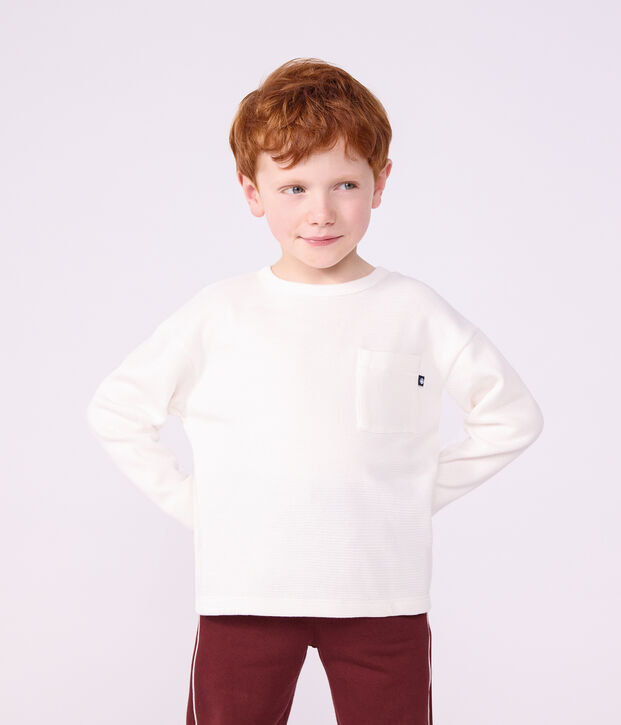 Tee-shirt enfant manches longues en coton uni blanc