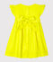 Robe manches courtes bébé fille en satin jaune EBLOUIS