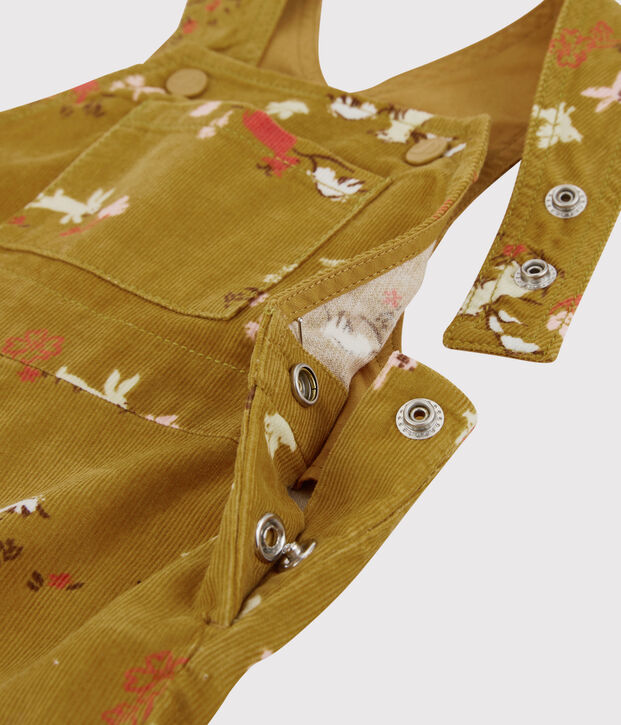 Salopette en velours b&eacute;b&eacute;. jaune/multicouleur