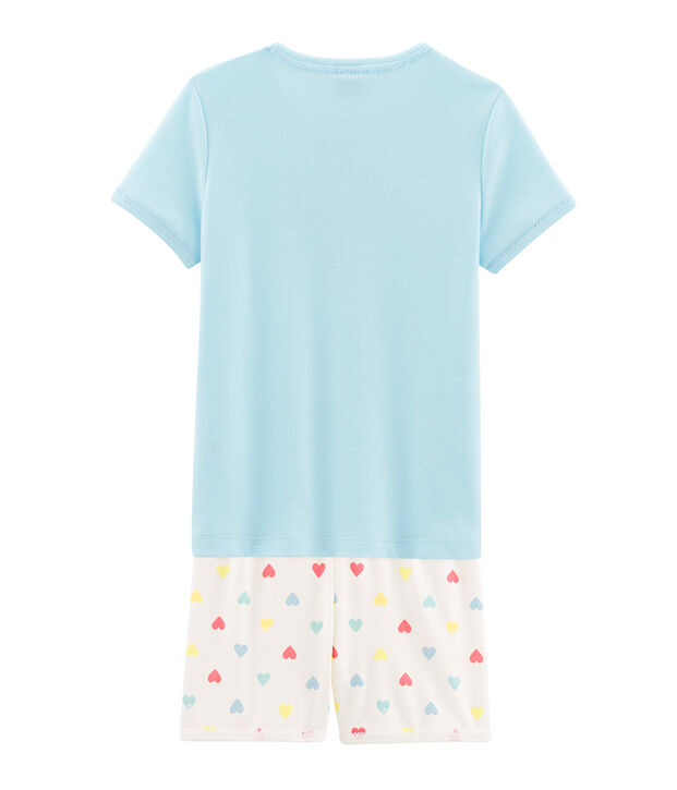 Pyjacourt petite fille en c&ocirc;te bleu/multicouleur