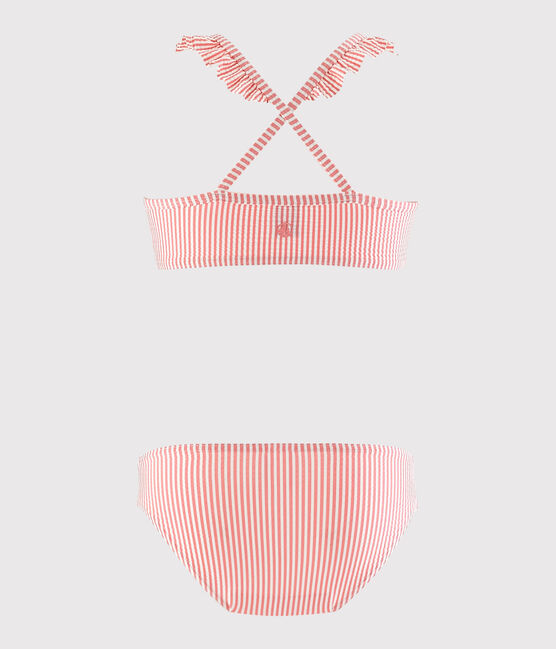 Maillot de bain 2 pièces recyclé enfant fille rose GRETEL/blanc MARSHMALLOW