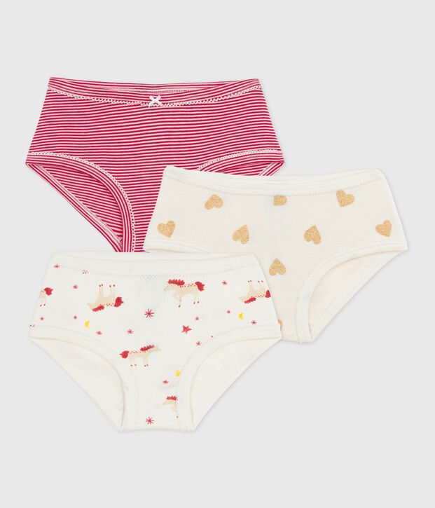 Lot de culottes enfant en coton taille haute imprim&eacute; multicouleur