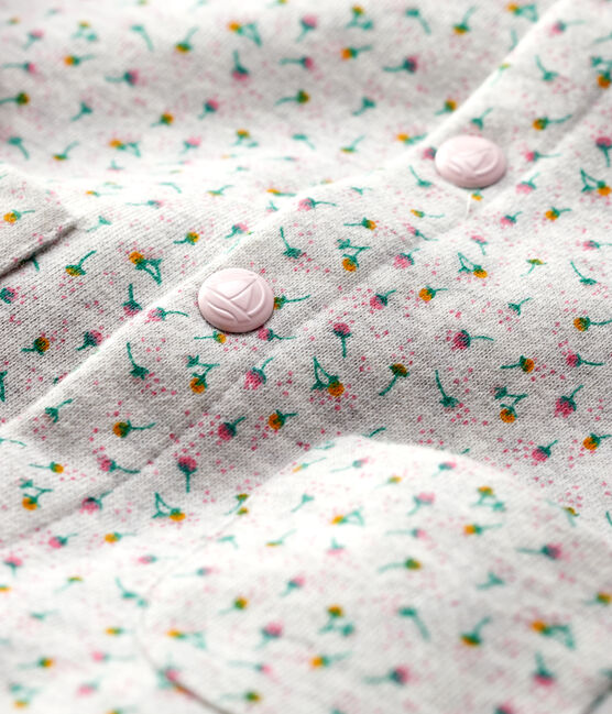 Cardigan molleton bébé. gris BELUGA/blanc MULTICO