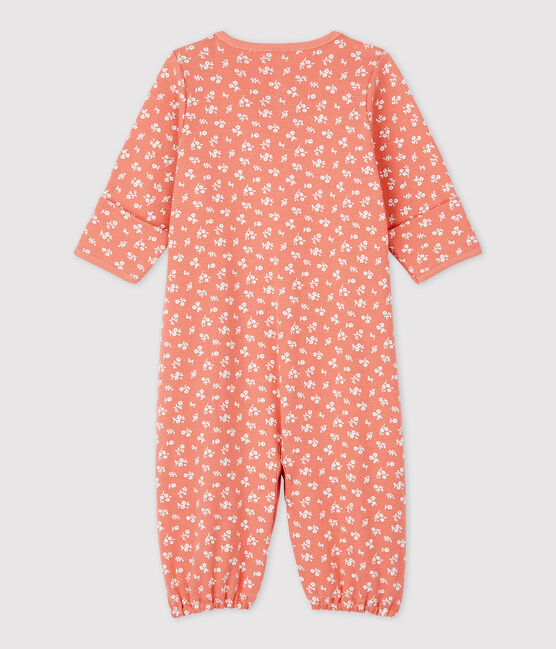 Combinaison bébé en coton biologique rose PAPAYE/ MARSHMALLOW