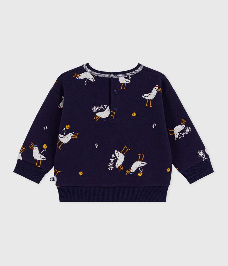 Sweatshirt &agrave; capuche b&eacute;b&eacute; en coton imprim&eacute; mouettes bleu SOIR/ MULTICO
