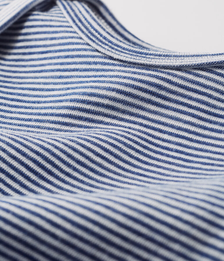 Body jambes longues &agrave; rayures b&eacute;b&eacute; en laine et coton bleu/blanc