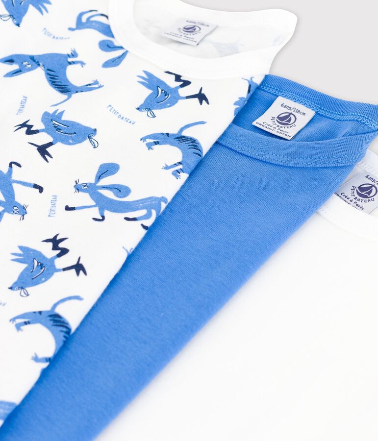 Lot de 3 t-shirts manches courtes animaux petit gar&ccedil;on en coton multicouleur