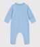 Pyjama bébé en velours à col uni bleu FLO