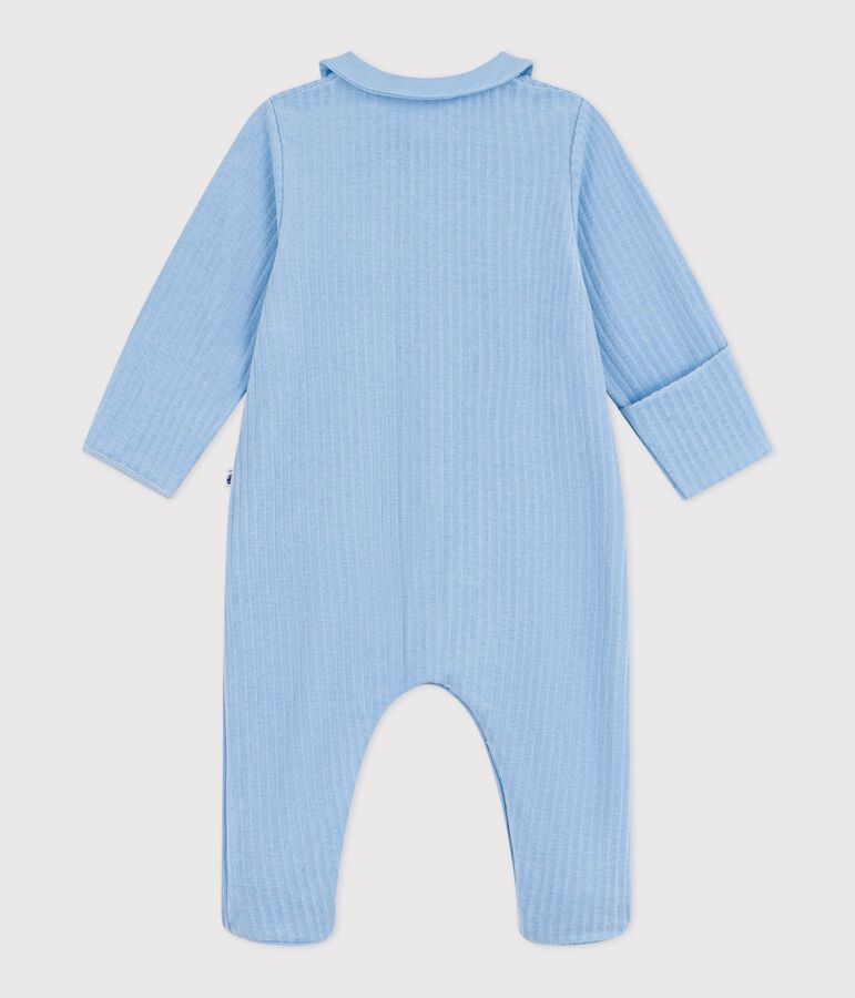 Pyjama b&eacute;b&eacute; en velours &agrave; col uni bleu FLO