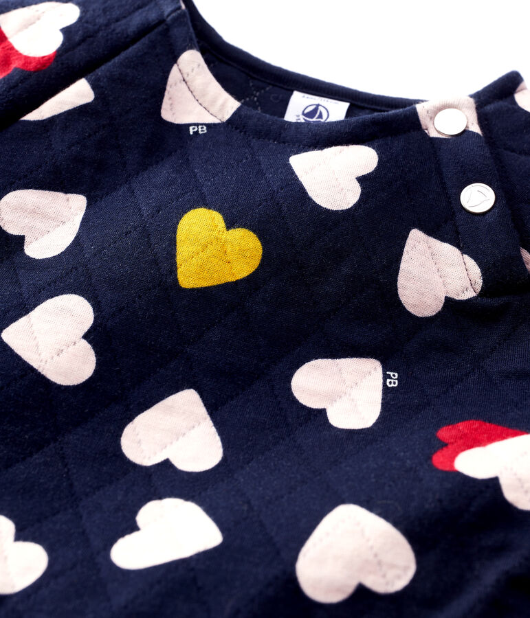 Robe manches courtes en tubique enfant fille bleu SMOKING/blanc MULTICO