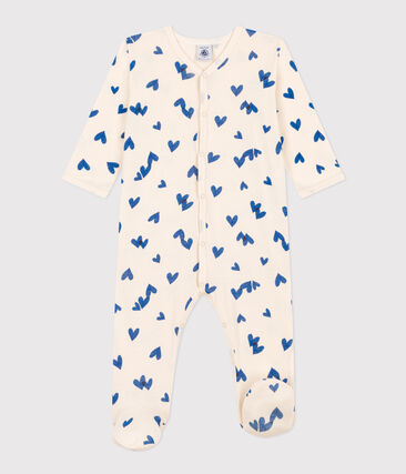 PETIT BATEAU - Pyjama bébé coeur bleu en coton