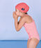 Maillot de bain 1 pièce enfant fille rose GROSEILLER/blanc MARSHMALLOW