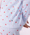 Pyjama boutonn&eacute; femme en coton imprim&eacute; &agrave; rayures et c&oelig;urs blanc/multicouleur