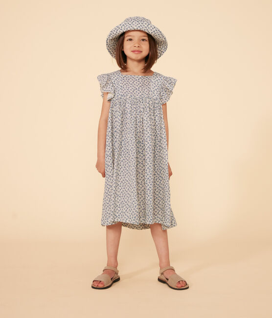 Capeline en gaze de coton fleurs bleues enfant fille AVALANCHE/ INCOGNITO