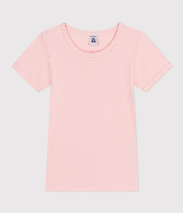 Tee Shirt manches courtes en coton petite fille rose