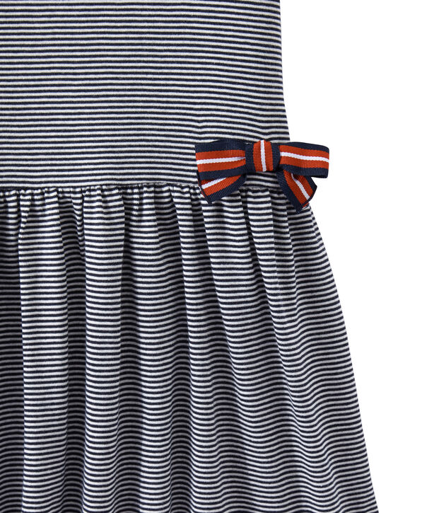 Robe fille ray&eacute; milleraies bleu/blanc
