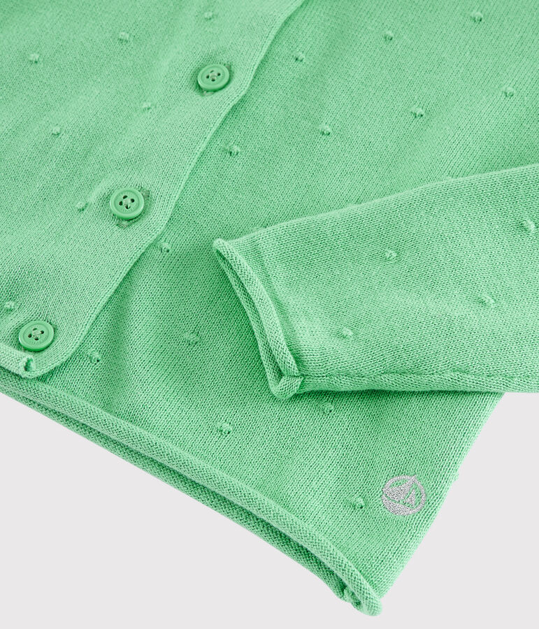 Cardigan en tricot coton enfant fille vert