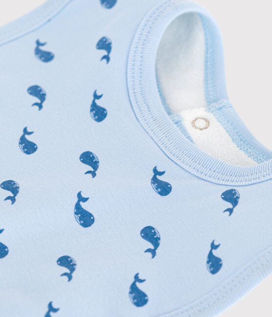 Bavoir naissance en coton imprimé bleu TOUDOU/ ALASKA